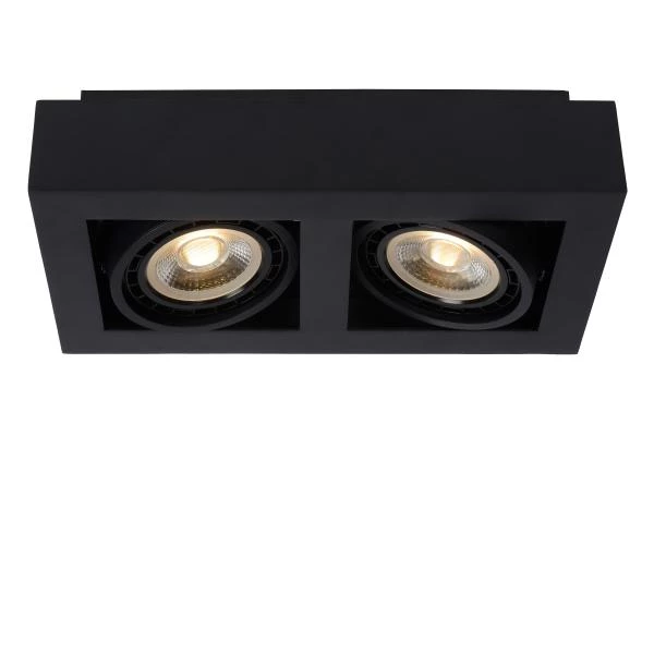 Lucide ZEFIX - Spot plafond - LED Dim to warm - GU10 - 2x12W 2200K/3000K - Noir - détail 1